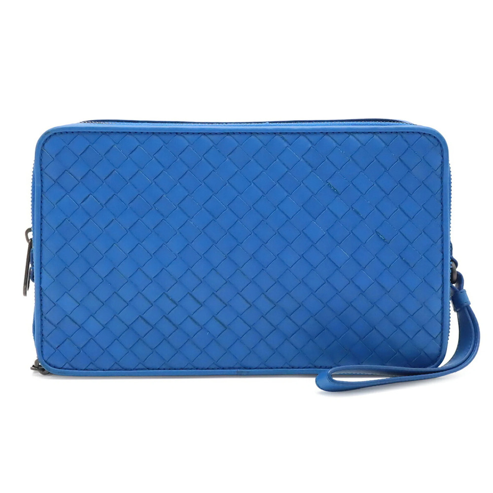 BOTTEGA VENETA Bottega Veneta Intrecciato Clutch Bag Second Leather Blue